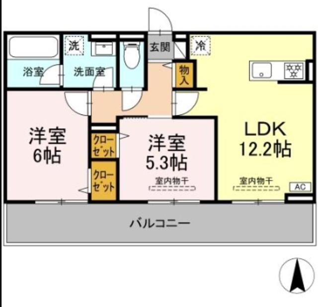 クレール林V(2LDK/2階)の間取り写真