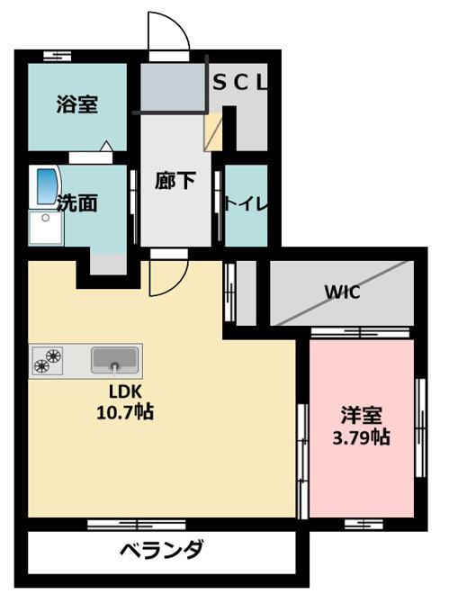 ル・リオン三方原(1LDK/3階)の間取り写真