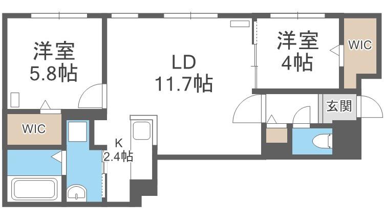 ALEGRIA厚別中央(2LDK/1階)の間取り写真