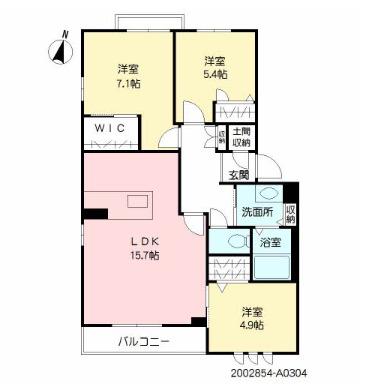 レフィアント碩田(3LDK/3階)の間取り写真
