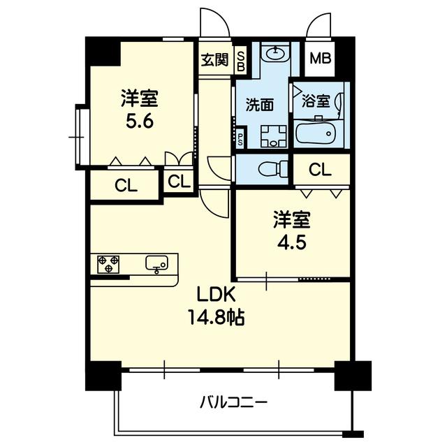 LAPIS LAZULI(2LDK/10階)の間取り写真