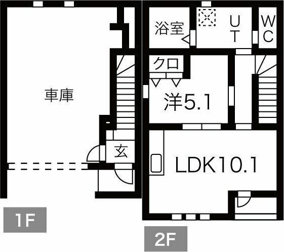 いえガレージ(1LDK/1階)の間取り写真