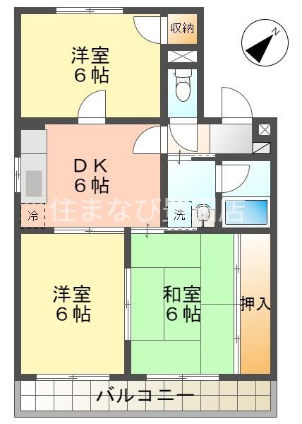 ハートピア22(3DK/4階)の間取り写真