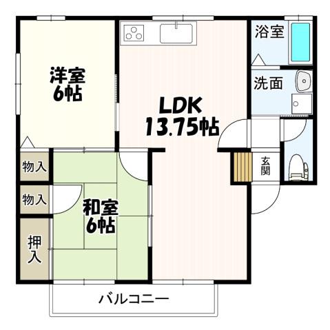 セピアコートしもはら(2LDK/1階)の間取り写真