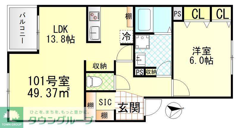ヴィラージュ戸塚Ⅰ(1LDK/1階)の間取り写真