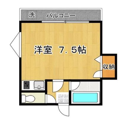 ハイツバイオレット(ワンルーム/2階)の間取り写真