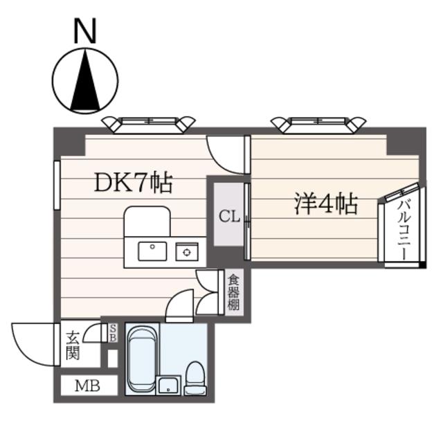 サンピア平塚(1DK/6階)の間取り写真