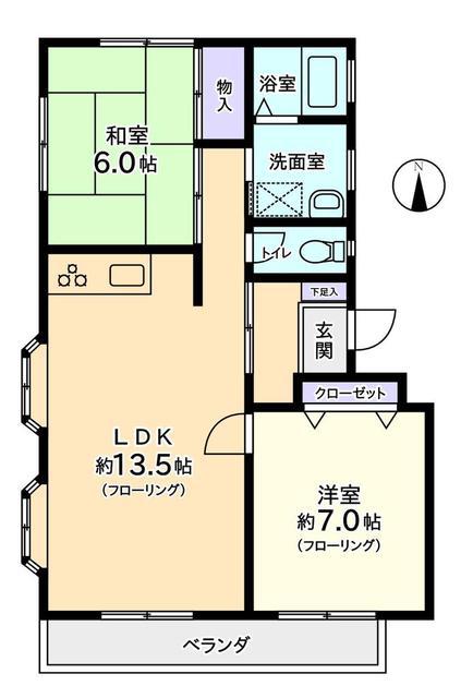 マルテーメゾンミズノIII(2LDK/2階)の間取り写真