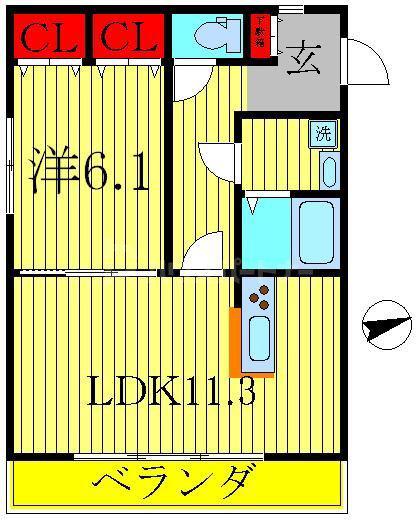 FREAHEIM(1LDK/3階)の間取り写真