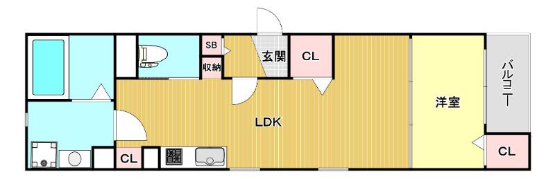 キャッスルコート大阪ザ・グランドパレス(1LDK/2階)の間取り写真