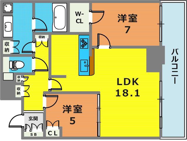 ザ・パークハウス神戸ハーバーランドタワー(2SLDK/27階)の間取り写真