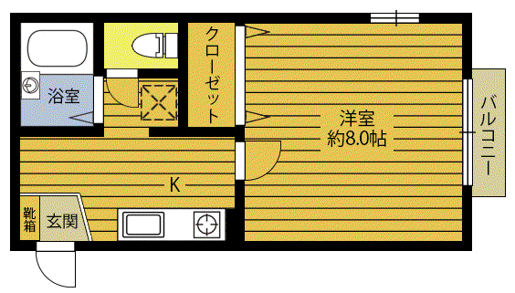 コーポドルチェ(1K/2階)の間取り写真