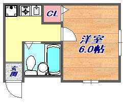 クォート北町(1K/2階)の間取り写真