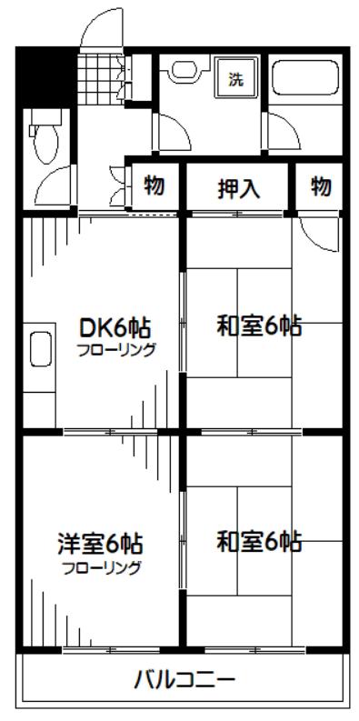 前島マンション(3DK/1階)の間取り写真