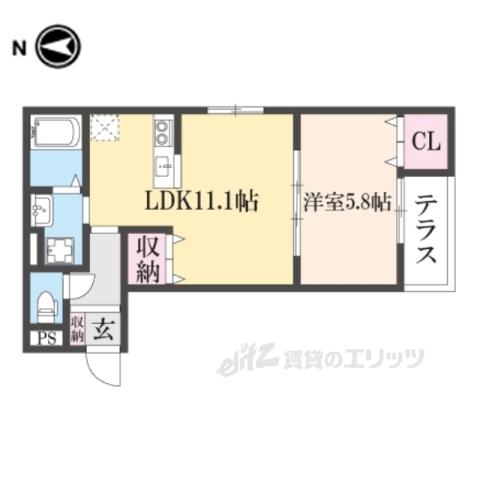 TEKO宮之阪(1LDK/1階)の間取り写真