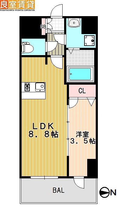 ファステート東別院シュプール(1LDK/8階)の間取り写真