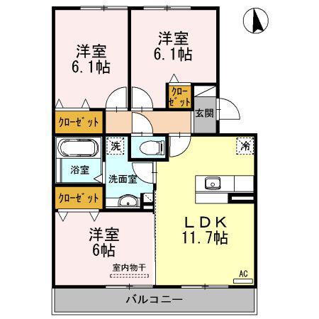 エス プラージュ(3LDK/3階)の間取り写真