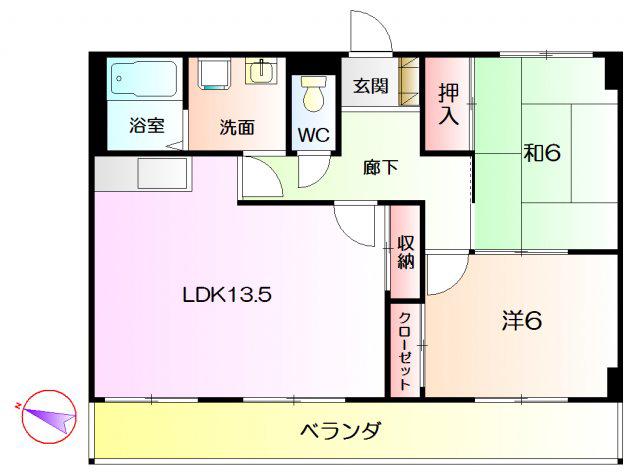 プリマヴェーラ(2LDK/3階)の間取り写真