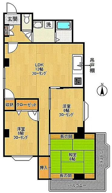 シャトーブリヤーン(3LDK/2階)の間取り写真