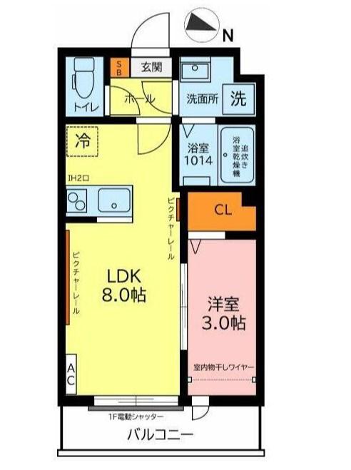 ガーデンヒルズ宮原(1LDK/1階)の間取り写真