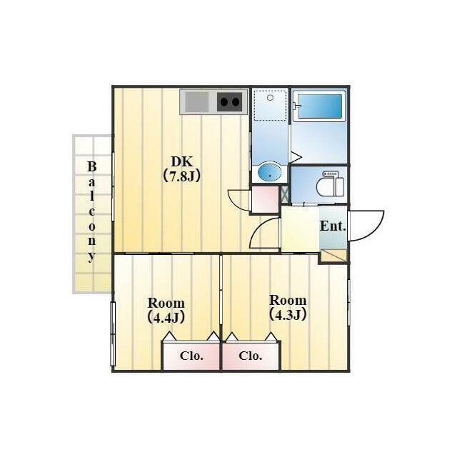 コネクトパーク3番館(2DK/1階)の間取り写真
