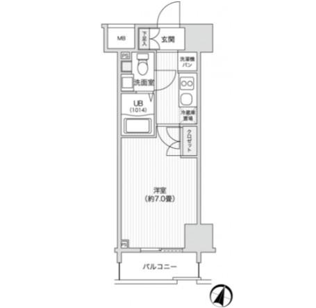 レジディア笹塚II(1K/6階)の間取り写真