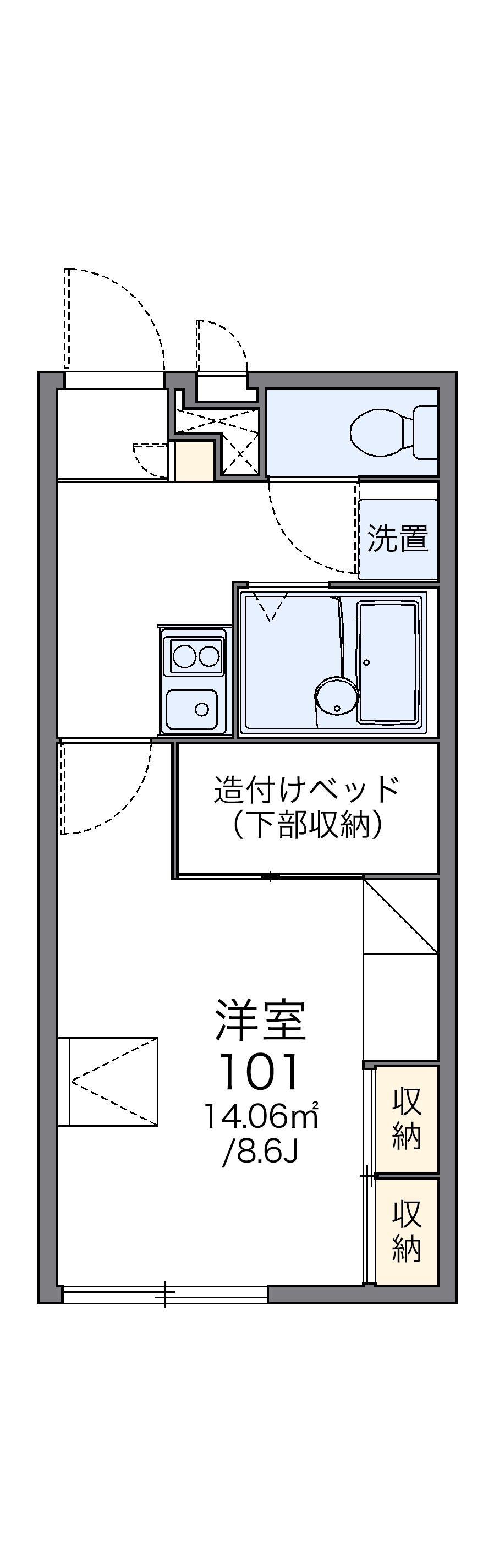レオパレスラフィネ北町(1K/2階)の間取り写真