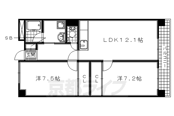 MAISON DE CIEL(2LDK/1階)の間取り写真