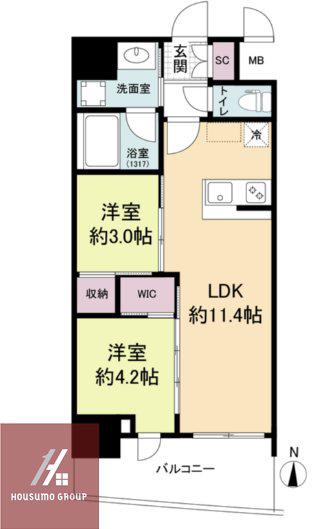 セレニテフラン梅田(2LDK/11階)の間取り写真