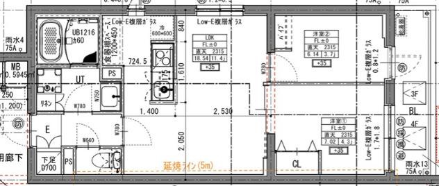 ラヴィエール住吉駅前(2LDK/1階)の間取り写真