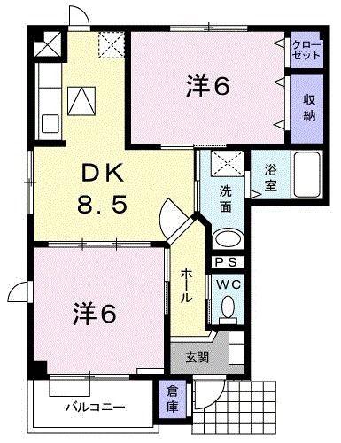 セーリオB(2DK/1階)の間取り写真