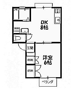 エステート大芝(1LDK/1階)の間取り写真
