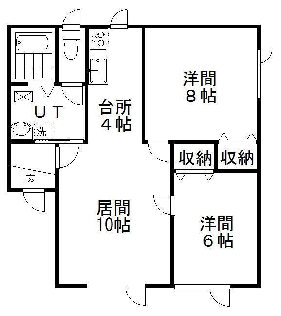 ベイズルストリートハウス(2LDK/2階)の間取り写真