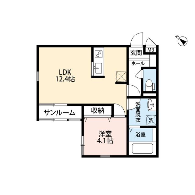 イニエ万代(1LDK/1階)の間取り写真