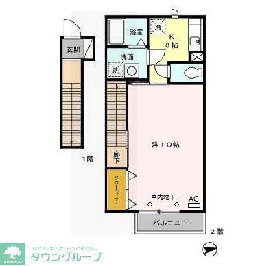 シャトレー東向島(1K/2階)の間取り写真