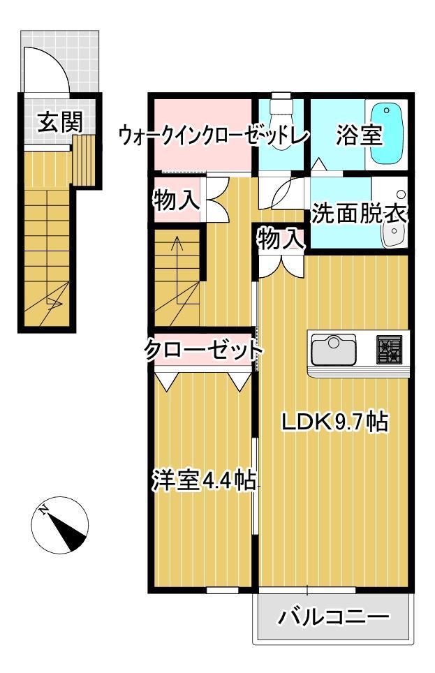 PEIXES陽(1LDK/2階)の間取り写真