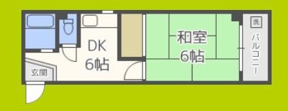 グランドハイツカワハラ(1DK/4階)の間取り写真