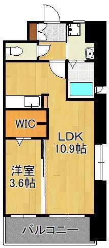 ギャラクシー西小倉(1LDK/10階)の間取り写真