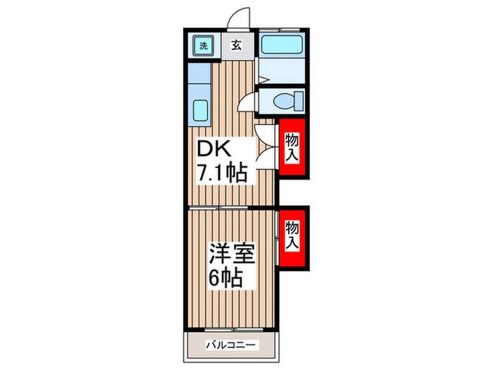 第2明徳団地6号棟(1DK/1階)の間取り写真