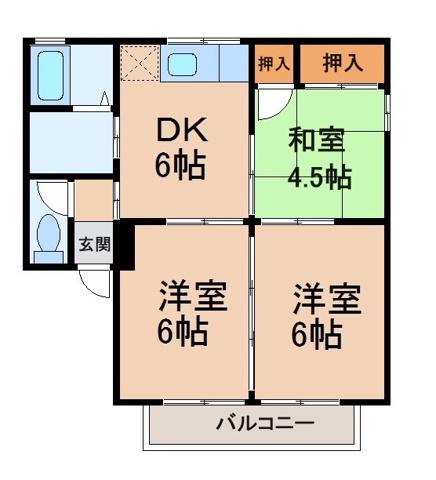 ジョイハイツ(3DK/2階)の間取り写真