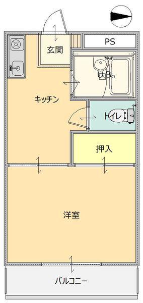 レジデンス内ヶ島(1K/2階)の間取り写真