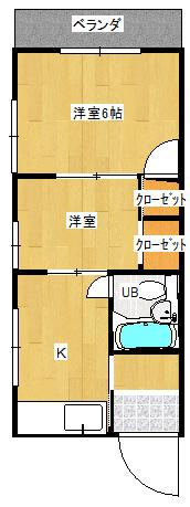 ゆくたけ第2コーポ(2DK/2階)の間取り写真