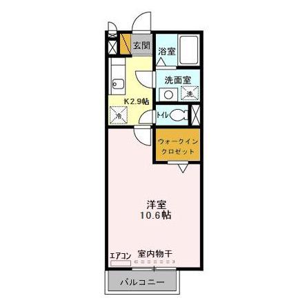 ディアコート(1K/2階)の間取り写真