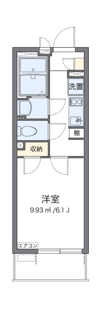 クレイノオーシャンパル(1K/2階)の間取り写真
