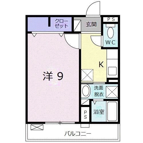 プラシードII(1K/3階)の間取り写真