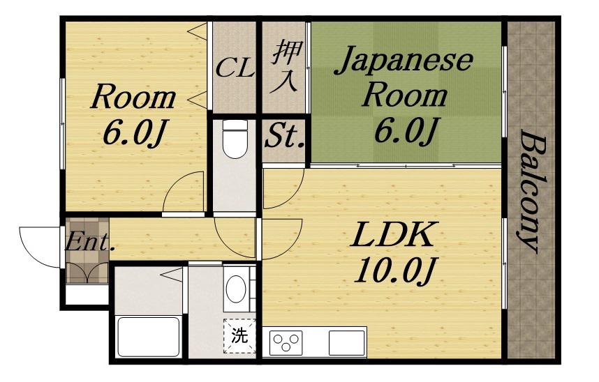エミール東野(2LDK/2階)の間取り写真