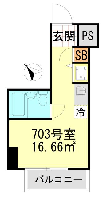 東急ドエルアルス川崎(ワンルーム/7階)の間取り写真
