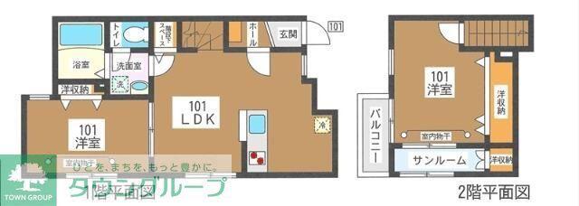 サンラシーネ(2LDK/1階)の間取り写真