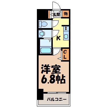 ファステートNAGOYA今池バレンシア(1K/3階)の間取り写真