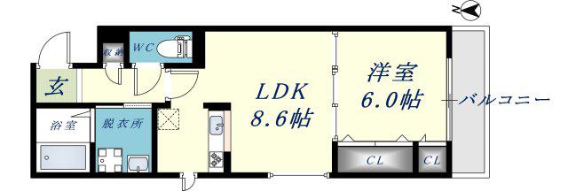 ヴェルテ東大阪(1LDK/3階)の間取り写真